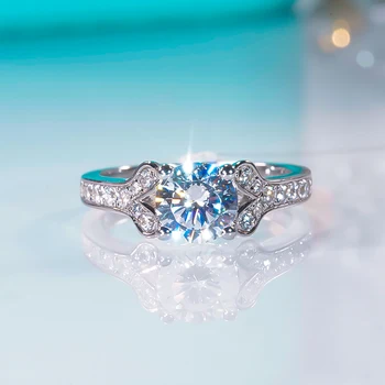 Классическое кольцо из муассанита с сертификатом Серебро S925 пробы с платиновым покрытием Кольцо для женщин High Jewelry Свадебное