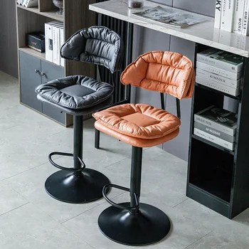 Кожаные Европейские обеденные стулья Современный роскошный салон Черные обеденные стулья Дизайнерские эргономичные шезлонги Salle Manger Скандинавская мебель