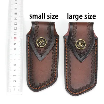 Кожаный чехол для складного ножа с двумя слоями кожи, высококачественная сумка для переноски на открытом воздухе и портативного хранения ножей