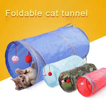 Колокольчик для домашних животных, Котенок, Двусторонняя складная Туннельная трубка, Подвесной мяч, Обучающая игрушка