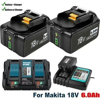 Комплект из 2 предметов 6.0/9.0Ah 18V BL1850 Аккумулятор и DC18RD DC18RC Зарядное Устройство для Makita 18V Аккумулятор BL1860 BL1850B BL1840 BL1850 BL1830 BL1815