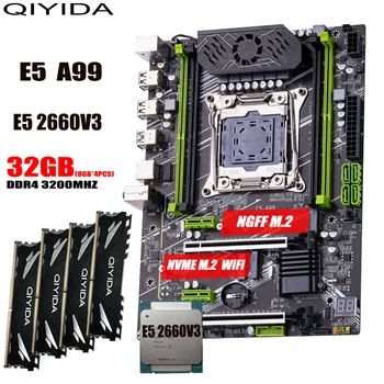 Комплект материнской платы QIYIDA X99 Xeon LGA2011-3 E5 2660 V3 32 ГБ (4шт * 8 гб) 3200 МГц DDR4 4 канала SATA 3.0 nvme M.2 E5 A99