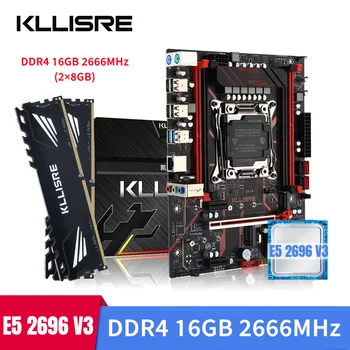 Комплект материнской платы Kllisre xeon x99 E5 2696 V3 LGA 2011-3 CPU 2шт X 8 ГБ = 2666 памяти DDR4 БЕЗ ECC