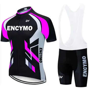 Комплекты из джерси для велоспорта ENCYMO 2022, розовая велосипедная одежда с коротким рукавом, велосипедные майо, шорты-нагрудники