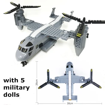 Конвертоплан US V-22 Osprey, строительные блоки для вертолета, модель военного самолета, кирпичи, игрушки для солдат спецназа