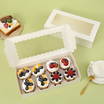Коробки для кексов вмещают 8 Стандартных контейнеров для кексов с окошками и вставками Подставка для кексов Пищевые Крафт-держатели для кексов