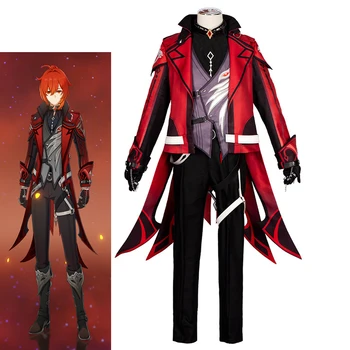 Костюм Genshin Impact Diluc для косплея New Skin Red Dead Of Night Для мужчин, великолепный форменный костюм на Хэллоуин, карнавальные наряды для вечеринок