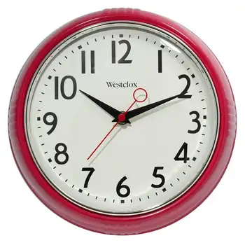 Красная выпуклая стеклянная линза в стиле ретро 1950-х годов Аналоговые кварцевые Точные настенные часы Часы цифровые Цифровые часы Декор комнаты Часы в корейском стиле с