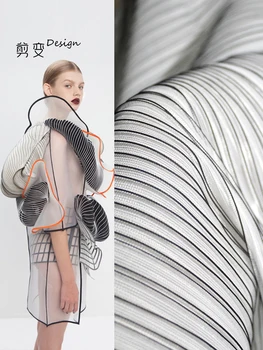 Креативная ткань с трехмерной текстурой в черно-белую полоску, воздушный слой, высококачественные дизайнерские ткани