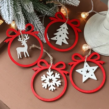 Креативные поделки ручной работы с полой резьбой по дереву, Елочные украшения для дома, Рождественские украшения, Подвесные подвески Navidad