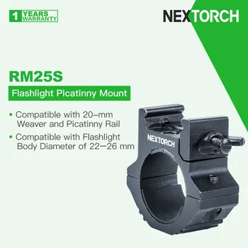 Крепление для фонарика Nextorch RM25S, подходит для 20-миллиметровой рейки Weaver и Picatinny, совместимо с диаметром корпуса фонарика 22-26,5 мм