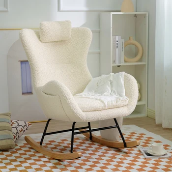 Кресло-качалка - с резиновой ножкой и кашемировой тканью, подходит для гостиной и спальни