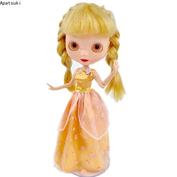 Кукольная одежда в желтый горошек для Blythe, платье принцессы для Neo Blythe, аксессуары 1/6, наряды для кукол Licca, детские игрушки