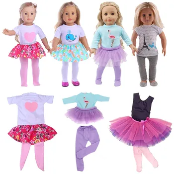 Кукольная одежда милое платье Леггинсы Обувь подходит для 18-дюймовой американской и 43-сантиметровой детской куклы Одежда Аксессуары Игрушка для дня рождения поколения девочек