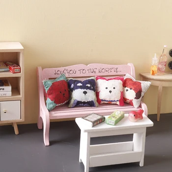 Кукольный домик в миниатюре 1: 12, подушка с собачьей головой, диванная подушка, Мини-подушка, мебель, модель дома, декор, игрушки, аксессуары для кукольного дома