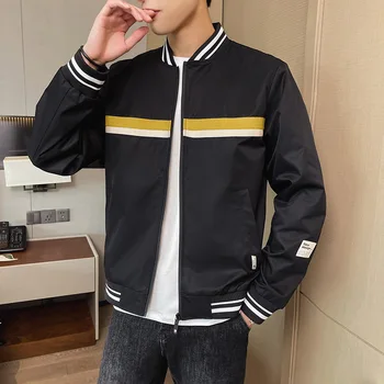 Куртка мужская контрастного цвета в стиле пэчворк с круглым вырезом, куртка мужская Осень 2023, Новая мода, повседневная