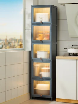 Кухонная полка типа шкафа от пола до потолка, многослойный шкаф для хранения с зазором, холодильник, узкий зазор для размещения посуды, тарелок