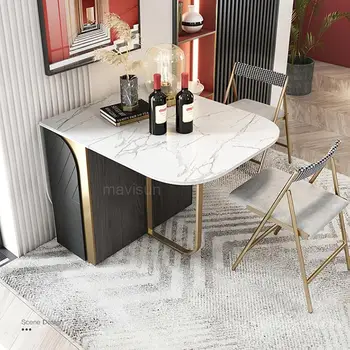 Легкая роскошная комбинация складного обеденного стола и стула, Постмодернистский многофункциональный журнальный столик, многофункциональная мебель для патио