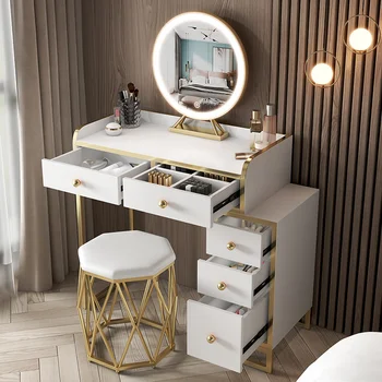 Легкий Роскошный туалетный столик в сборе, спальня, современная Простая небольшая квартира, стол для макияжа с зеркалом, шкаф для хранения, подарок для девочек
