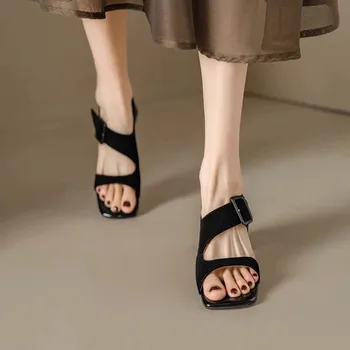 Летние Новые женские босоножки в римском стиле с открытым носком и квадратной головкой в стиле ретро wl-x079