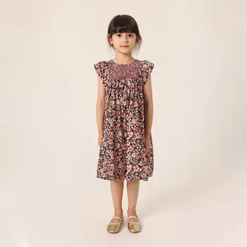Летние платья из чистого хлопка с рукавами-бабочками MARC & JANIE для девочек французской серии 230782 с цветочным рисунком