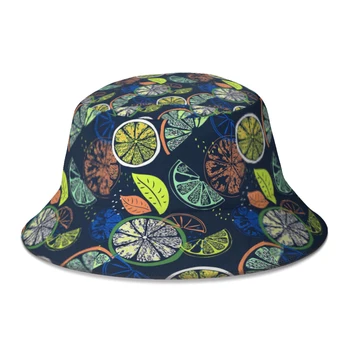 Летние шляпы-ведерки унисекс для отдыха, Лимонная Женская Мужская рыболовная шляпа, Гавайские фрукты, Осенняя Уличная одежда, Фетровые шляпы для боба