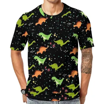 Летняя мужская футболка с 3D-принтом динозавра в стиле хип-хоп, забавное животное, Креативная новинка, Короткий рукав, Изготовленный на заказ топ большого размера