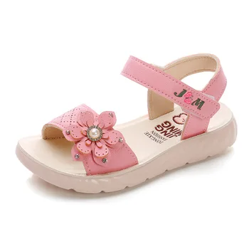 Летняя мягкая детская обувь 2023 года, классические сандалии для девочек с цветами, детская повседневная обувь с открытым носком, нескользящая