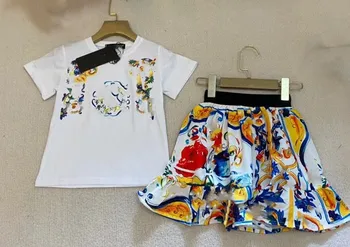 Летняя одежда для девочек, Белая Футболка + Юбка с цветочным рисунком, Модный Комплект одежды для малышей в школьном стиле Kawaii для девочек 6, 8, 10, 12, 14, 15 ЛЕТ