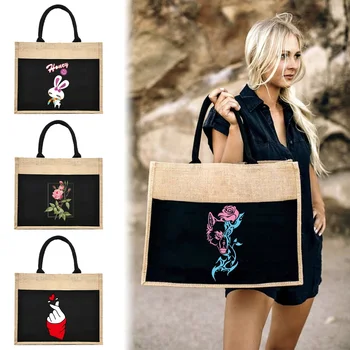 Льняная сумка-тоут однотонного цвета, простая подарочная сумка, модная хозяйственная сумка с цветным принтом для подарочных пакетов, сумок для хранения мелочей на каждый день