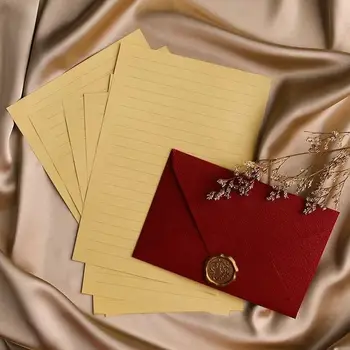 Льняной конверт, канцелярский набор, ретро любовное письмо, специальная бумажная открытка-приглашение из воловьей кожи для студенток-подружек.
