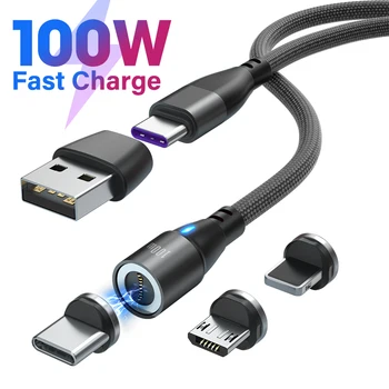 Магнитный зарядный кабель USB Type C PD 100 Вт Сверхбыстрая зарядка для Samsung Macbook Micro Data Cable PD 27 Вт для iPhone 13 12