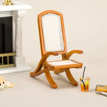 Макет сцены Небольшой Мини-балкон, Модель кресла из ротанга для отдыха, комплект для игрового домика