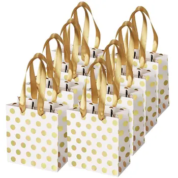 Маленькие подарочные пакеты с ленточными ручками, золотая мини-подарочная сумка на день рождения, свадьбу, Рождественские праздники, выпускной, детский душ (металл)