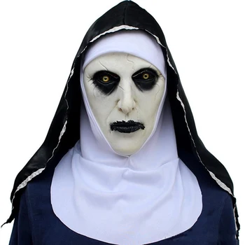 Маска на тему фильма ужасов на Хэллоуин, Страшная маска для лица, латексная маска монахини для косплея, головной убор, аксессуары для костюмов, маскарады для вечеринок