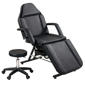 Массажное кресло-кровать с гидравлическим стулом, 3-секционная массажная кровать, регулируемое косметическое оборудование для парикмахерской, черный