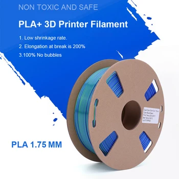Материалы для печати с текстурой шелка Rainbow PLA Точность размеров + /- 0,03 мм 1,75 мм Сине-зеленый, широко совместимый для 3D-печати