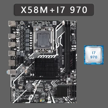 Материнская плата с процессором X58 LGA 1366 С памятью I7 970 REG ECC DDR3 ОБЪЕМОМ ДО 32 ГБ и процессором XEON USB2.0 AMD серии RX 1366 X58M