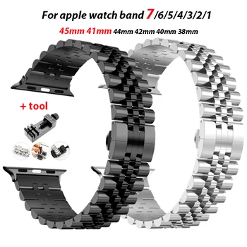 Металлический Ремешок Для apple watch band 44мм 40мм 45мм 41мм 42мм 38мм Ultra 49 мм Стальной браслет correa para apple watch de 44мм