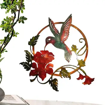 Металлическое настенное искусство, Круглый Декор для стен с птицами, Силуэт Современной настенной птицы, Металлические настенные скульптуры для наружного украшения Сада и двора