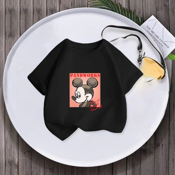 Милые футболки Disney с Микки Маусом, забавные футболки 2023 года, новые детские футболки Y2k Harajuku с героями мультфильмов Kawaii, винтажная одежда, детские футболки