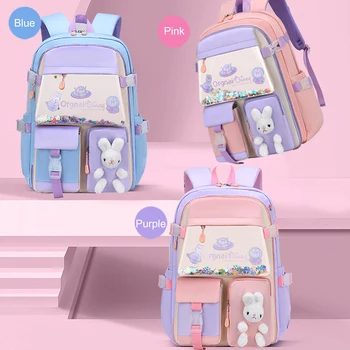 Милый рюкзак с кроликом для девочек-подростков, учащихся детского сада, школьных сумок принцессы, Мультяшный рюкзак для путешествий, сумка для книг