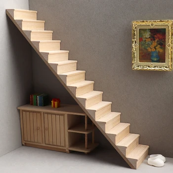 Миниатюрная лестница для кукольного домика 1:12, мини-лестница без поручней, модель мебели, декор, игрушки, аксессуары для кукольного домика