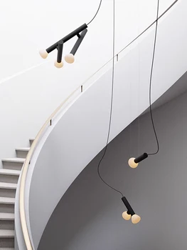 Минималистичная современная лестница, длинная люстра, дизайнерская прикроватная лампа в скандинавском стиле, креативная витрина, стеклянная маленькая люстра для бара