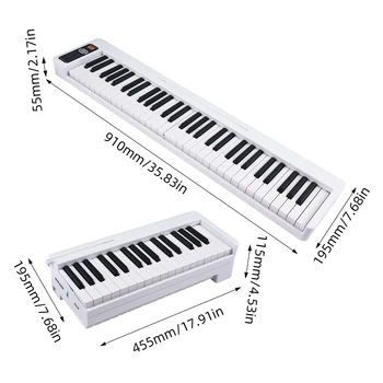 Многофункциональный электронный орган, портативное складное электронное пианино с 61 клавишей, ЖК-дисплей, подключение BT, цифровое пианино для взрослых и начинающих
