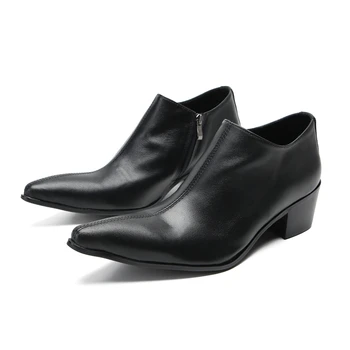 Мода 2024 года в японском стиле панк-рок, кожаная мужская обувь, обувь на лифте, персонализированная мужская обувь с острым носком, большой размер 45 46 47