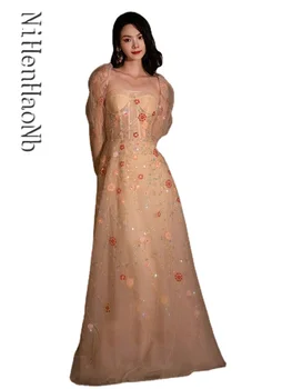 Модное милое вечернее платье с длинным рукавом, пышные платья, вечерние платья трапециевидной формы, Vestidos