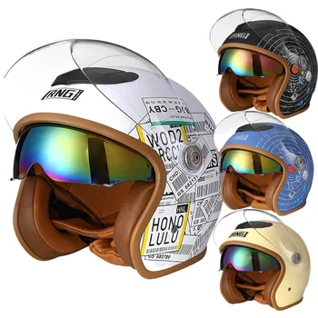 Мотоциклетный полушлем с открытым лицом на 3/4, защитный головной убор из АБС-пластика, автомобильный вояж, HD, Двухобъективная камера, автоцикл, гонки на мотоциклах.