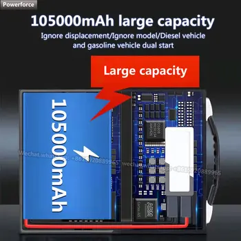 Мощный пиковый ток COSSFITW 5000A Емкость аккумулятора 105000 мАч Автомобильный ускоритель Jump Starter
