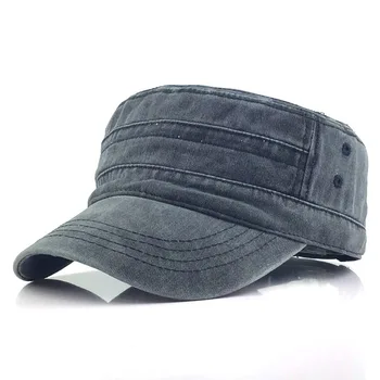 Мужская армейская шляпа с регулировкой 56-60 см, армейская кепка уникального дизайна, винтажные армейские кепки из хлопка, стиранного четырьмя сезонами, винтажная шляпа с плоским верхом